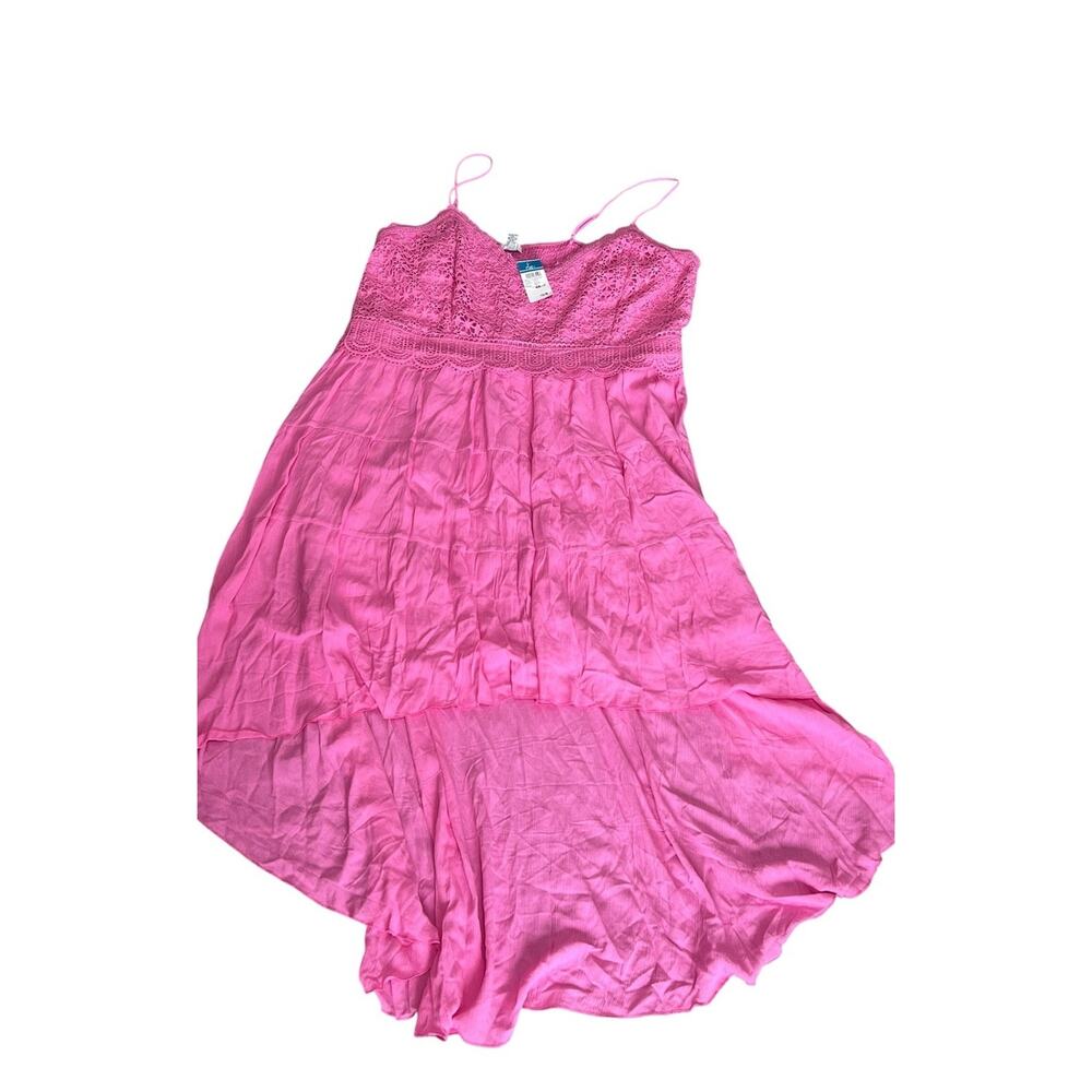 RUE Women's 4X Petunia Pink Crochet Boho Tiered Hi Lo Sleeveless Dress Tunic NWT